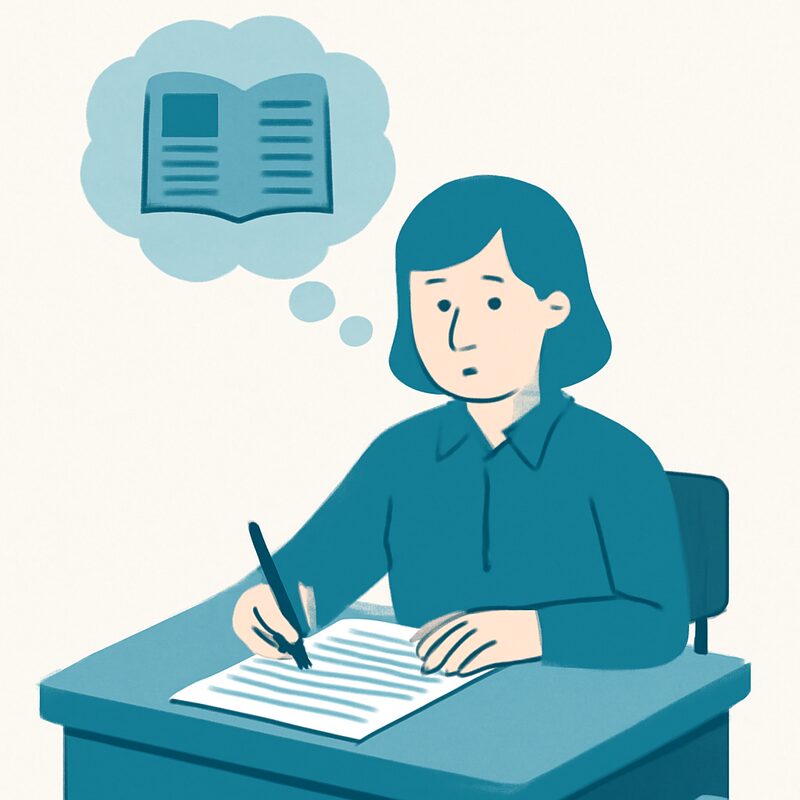 うろ覚えのまま記述式の答案を埋める学生のたとえ