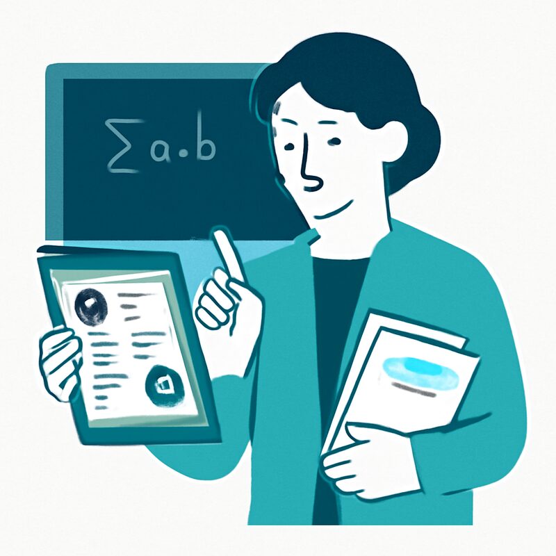 先生がAIの採点を確認する様子