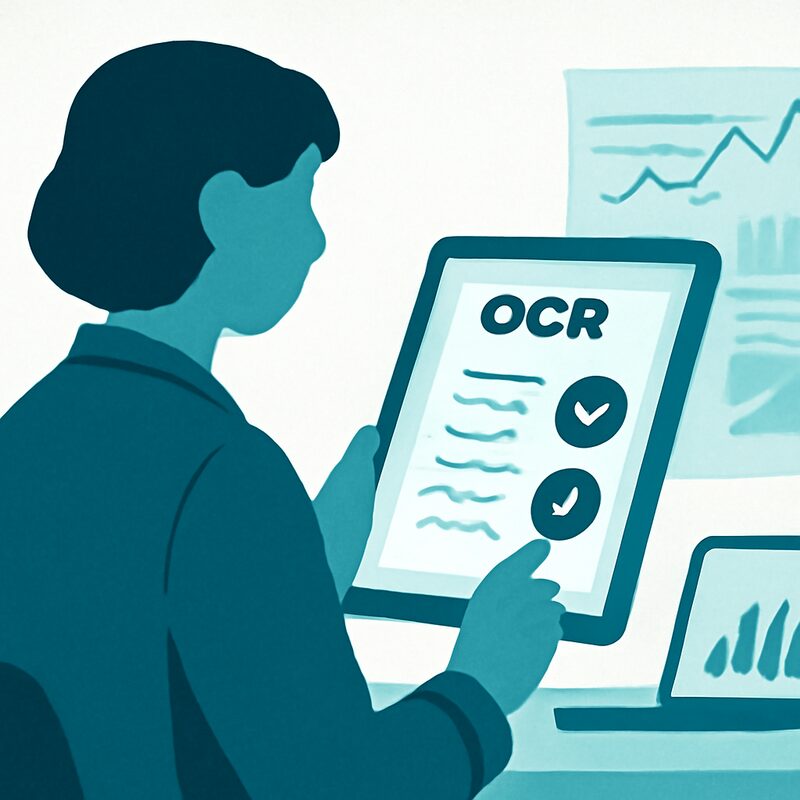 経理担当がOCR結果をチェックする様子